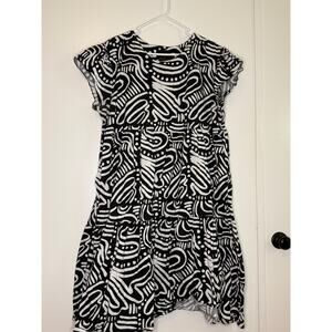 Nooworks Black And White Ripple Squiggle Frida Dress 3X Great condition